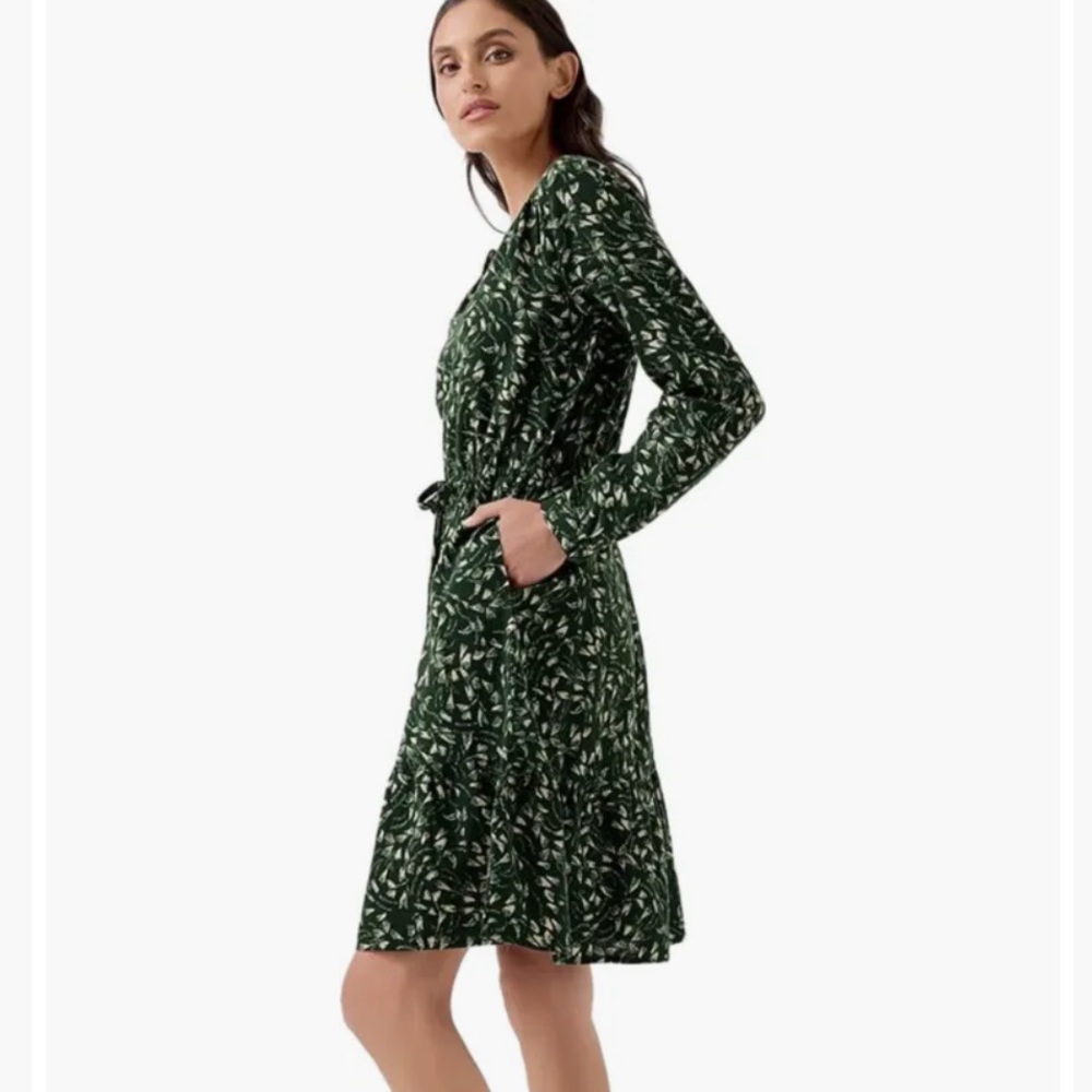 Pact Forest Green Leaf Print Long-Sleeve Mini Dress - Picture 3 of 9